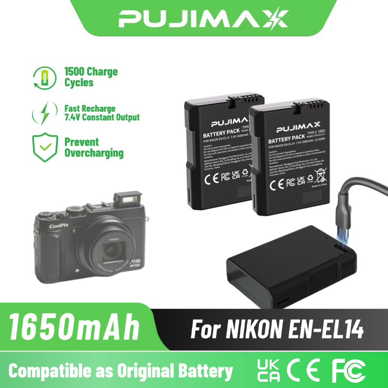 Nikon Camera D3500 - Baterai PUJIMAX 1650mAh EN-EL14 dengan Kabel