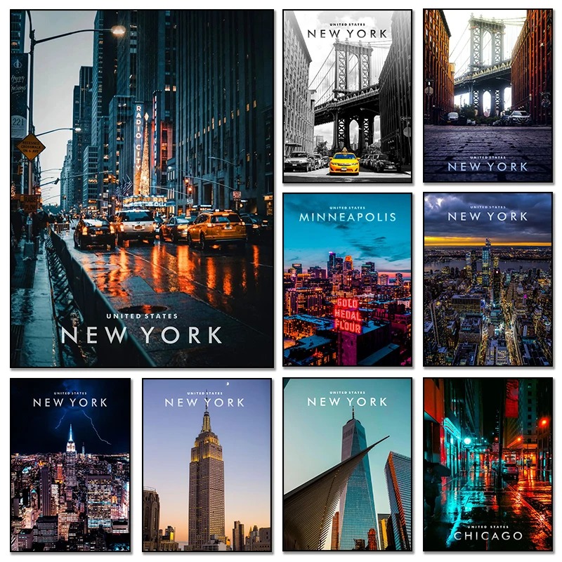 Photography New York - Lukisan kanvas poster koordinat kota New