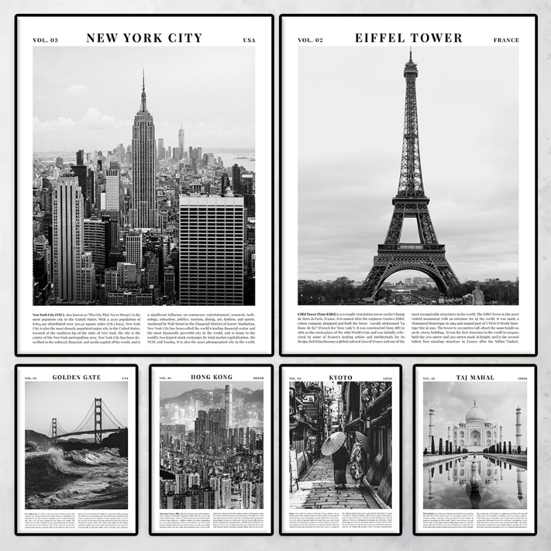 Photography New York - Poster Perjalanan Fotografi Bangunan Hitam Putih