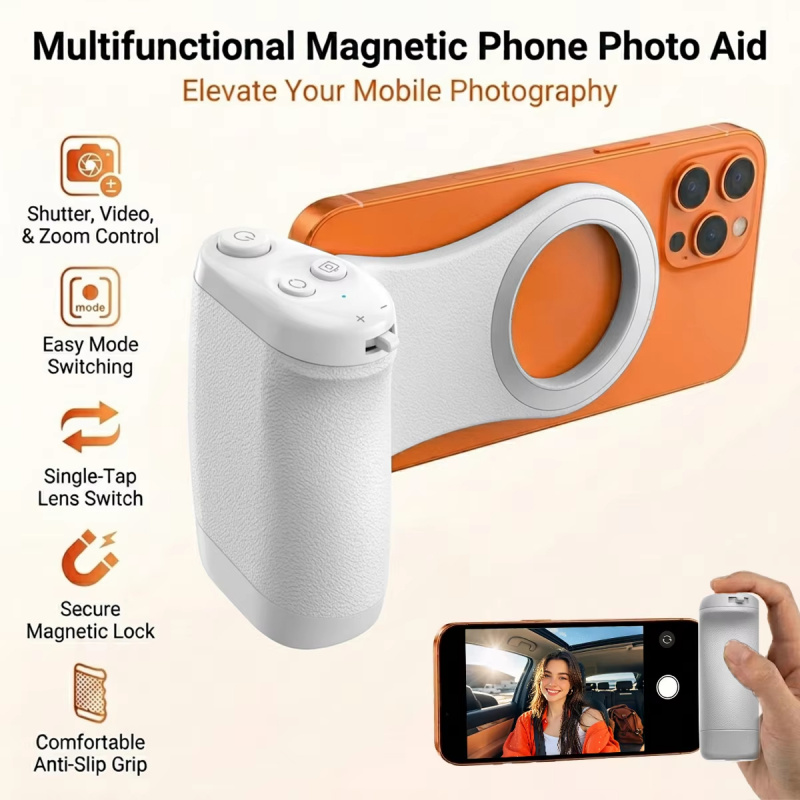 Photography Style Iphone - Pegangan Ponsel Magnetik dengan Kontrol Zoom